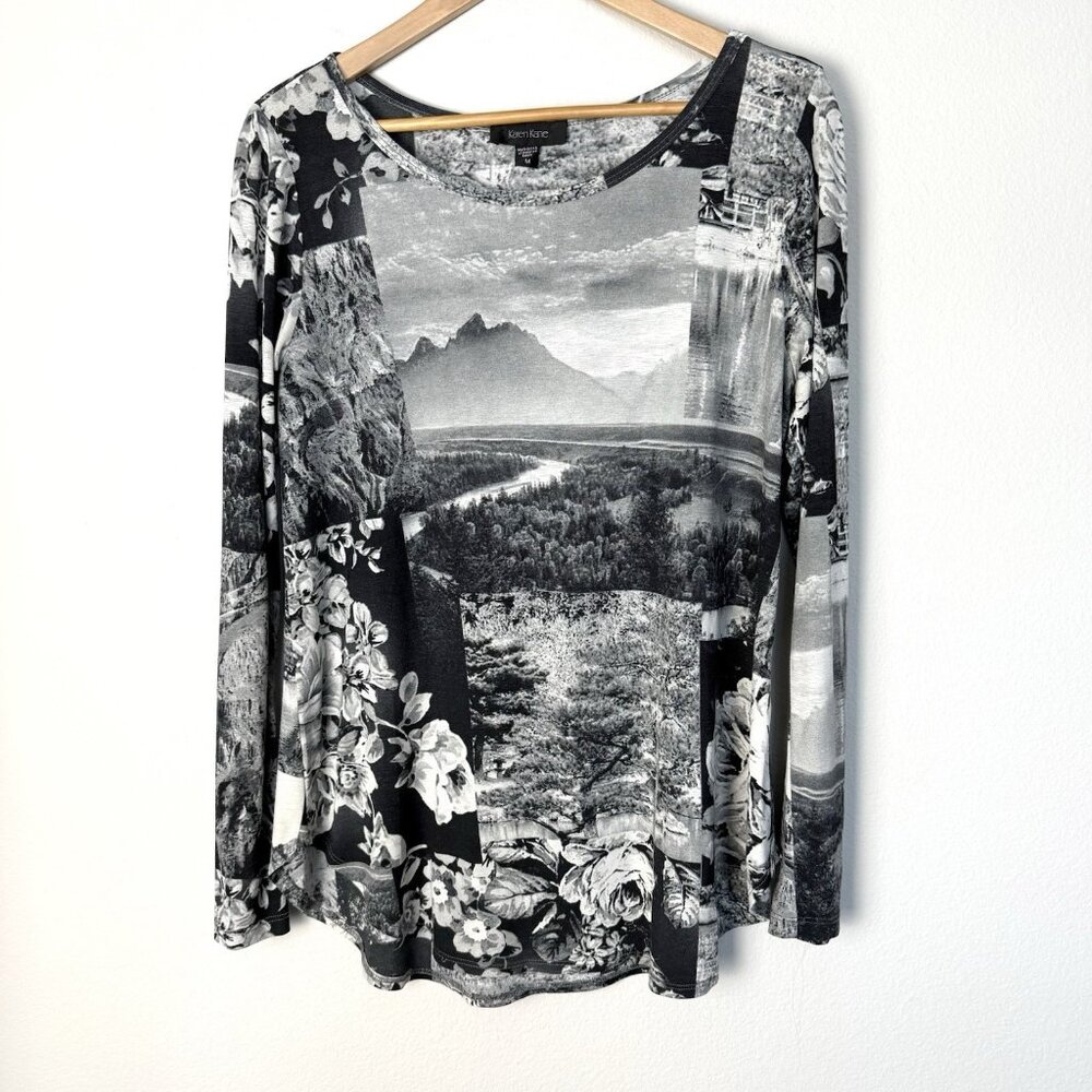 Karen Kane Black and Gray Long Sleeve Tee